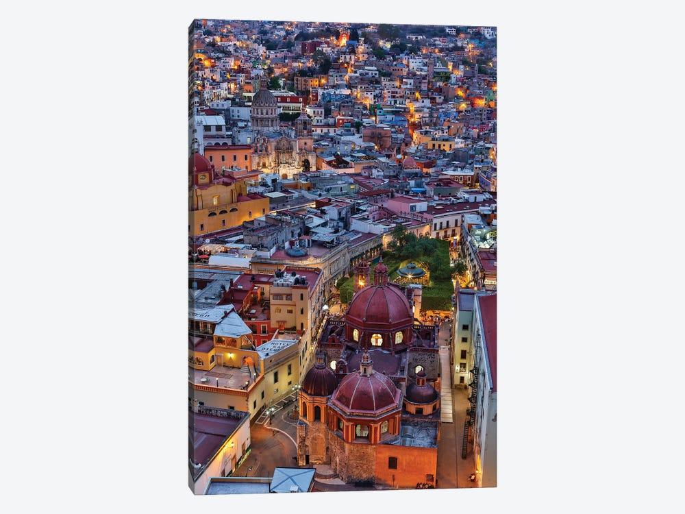 Guanajuato in Central Mexico. City overview in evening light with colorful buildings by Darrell Gulin 1-piece Canvas Artwork