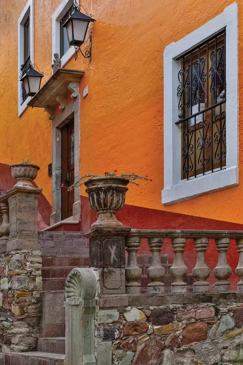 Guanajuato in Central Mexico. Old colonial architecture and stairways