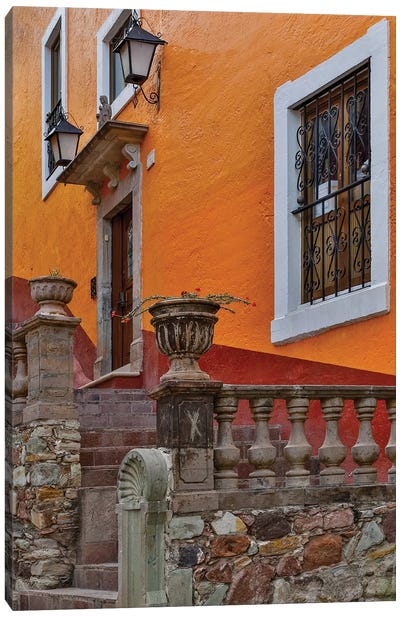 Guanajuato in Central Mexico. Old colonial architecture and stairways Canvas Art Print - Stairs & Staircases