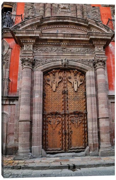 San Miguel De Allende, Mexico. Colorful buildings and doorways Canvas Art Print - Column Art