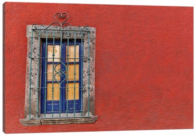 San Miguel De Allende, Mexico. Colorful buildings and windows Canvas Art Print - Latin Décor