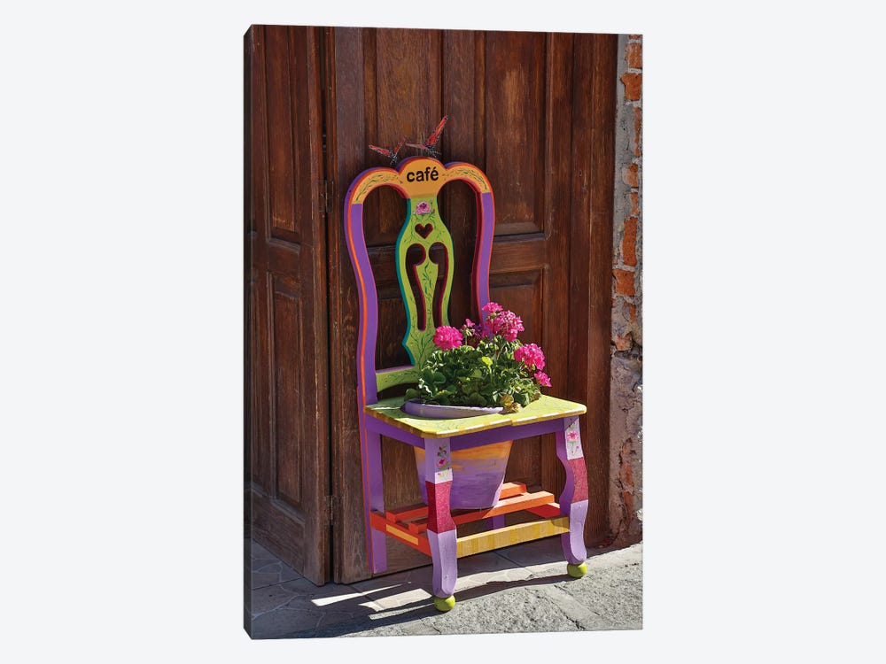 San Miguel De Allende, Mexico. Colorful painted chair planter by Darrell Gulin 1-piece Art Print