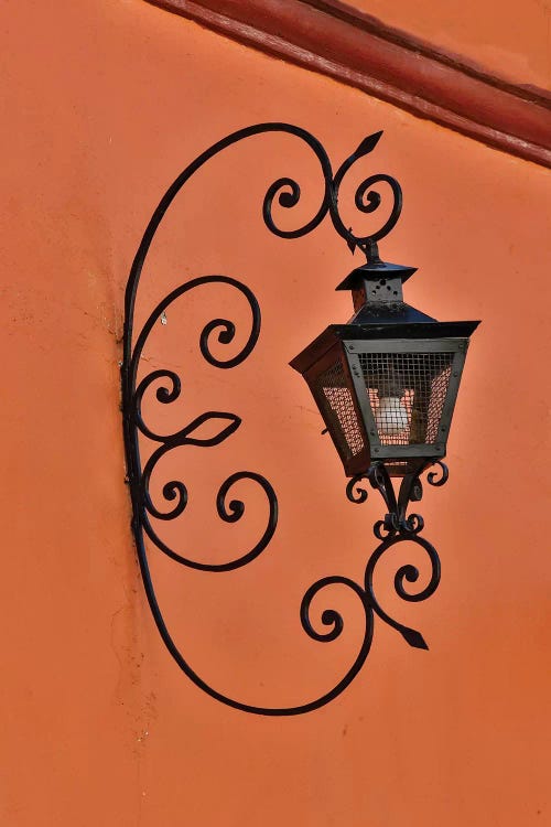 San Miguel De Allende, Mexico. Lantern and shadow on colorful buildings