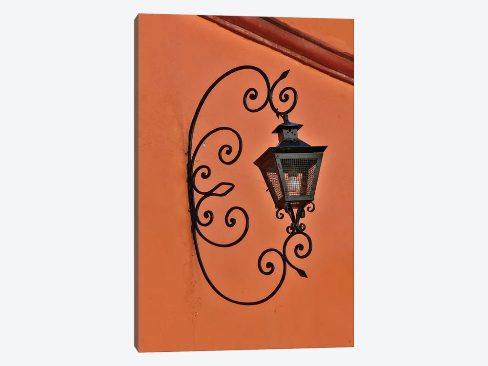San Miguel De Allende, Mexico. Lantern and shadow on colorful buildings by Darrell Gulin 1-piece Canvas Wall Art