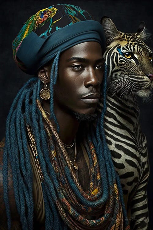 Young Man And Feline Spirit I