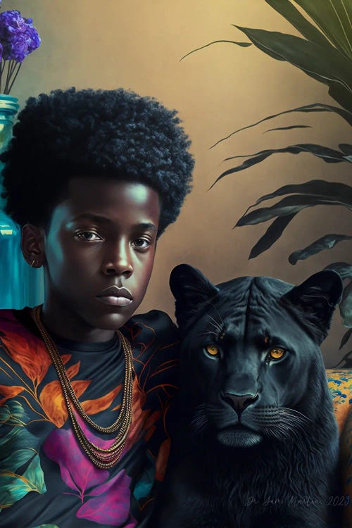 Afrofuturist African Boy - Blackpanther Spirit Animal I