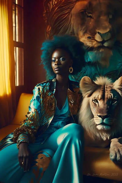 Young Woman And Feline Spirit IV