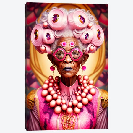 Afrofuturist Grandma - Mushrooms Canvas Print #DGW115} by Digital Wild Art Canvas Art