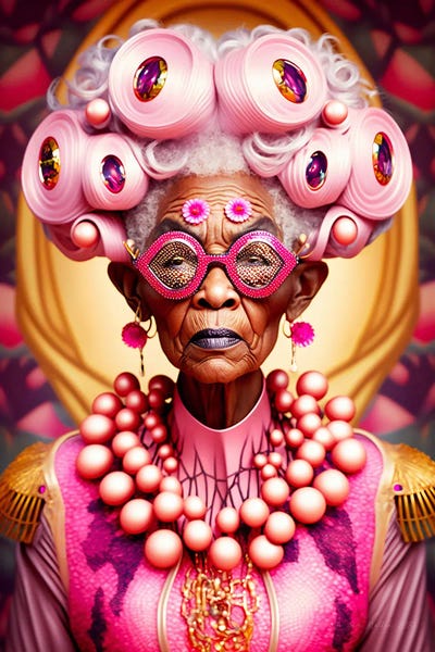 Afrofuturism: Afrofuturist Grandma - Mushrooms by Digital Wild Art