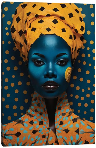 African High Fashion V Canvas Art Print - Orange & Teal