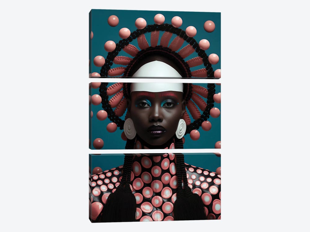 African High Fashion - Circles - III by Digital Wild Art 3-piece Art Print