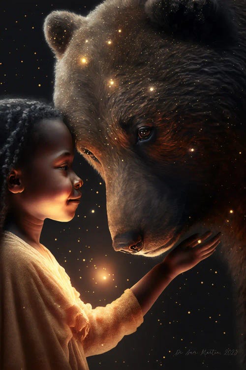 Afrofuturist African Child - Bear Spirit Animal I