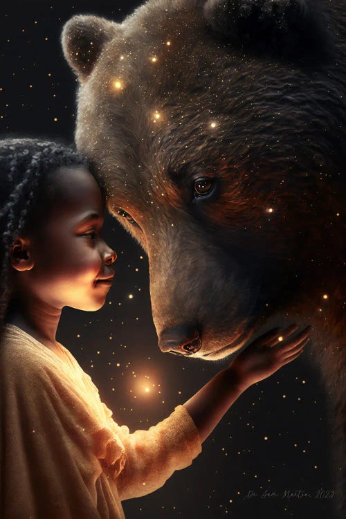 Bear Spirit Animal I - Afrofuturist African Child