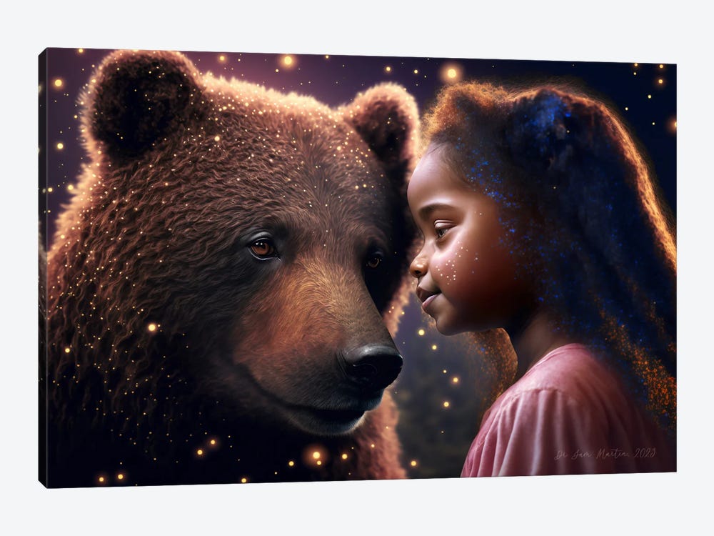 Afrofuturist African Child - Bear Spirit Animal II by Digital Wild Art 1-piece Canvas Print