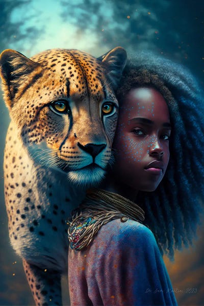 Cheetah Spirit Animal II - Afrofuturist African Girl