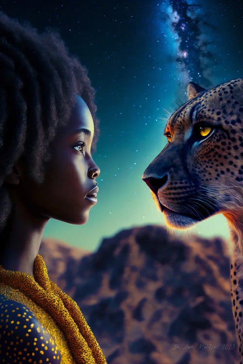 Afrofuturist African Girl - Cheetah Spirit Animal III