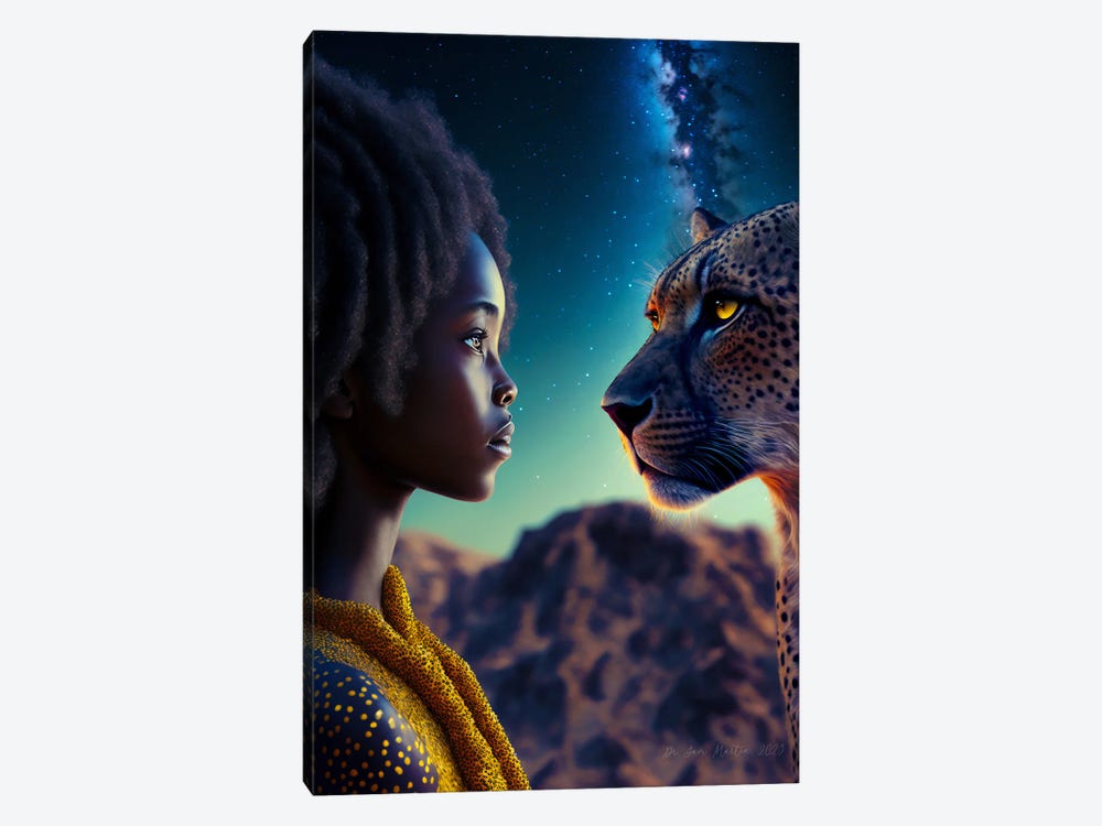 Afrofuturist African Girl - Cheetah Spirit Animal III by Digital Wild Art 1-piece Canvas Artwork