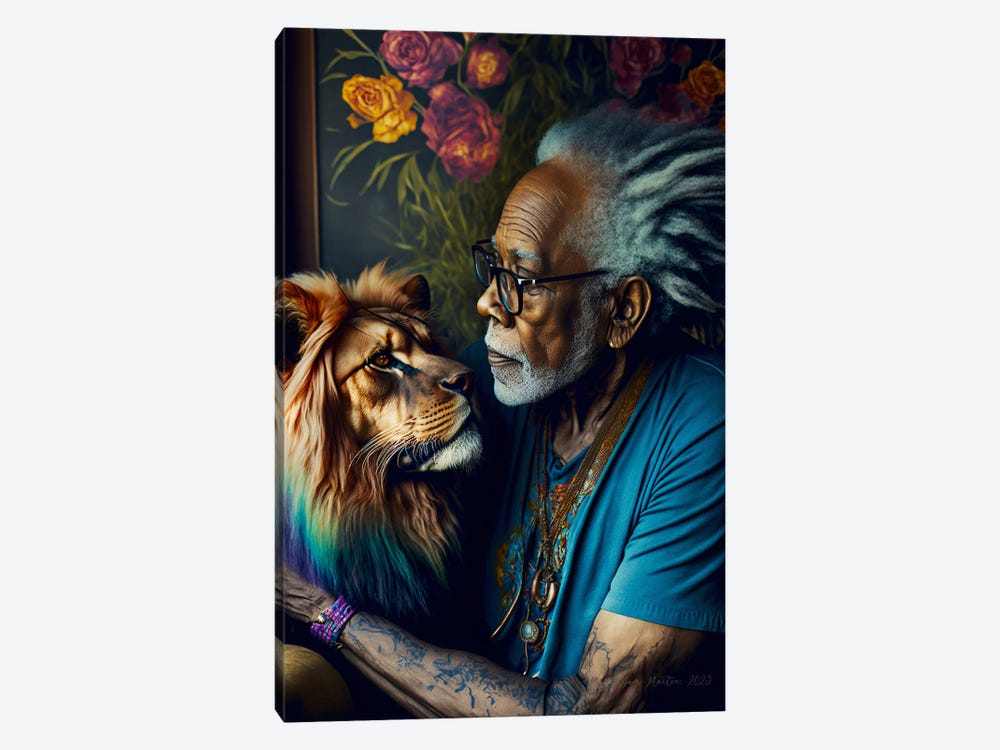 Afrofuturist African Man - Feline Spirit Animal II by Digital Wild Art 1-piece Art Print