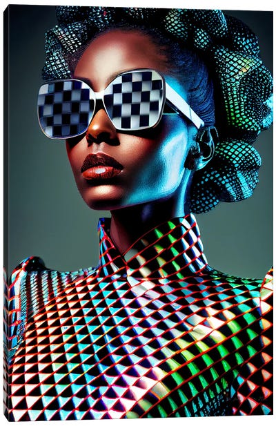 Afrofuturist African Pixel Fashion I Canvas Art Print - Afrofuturism