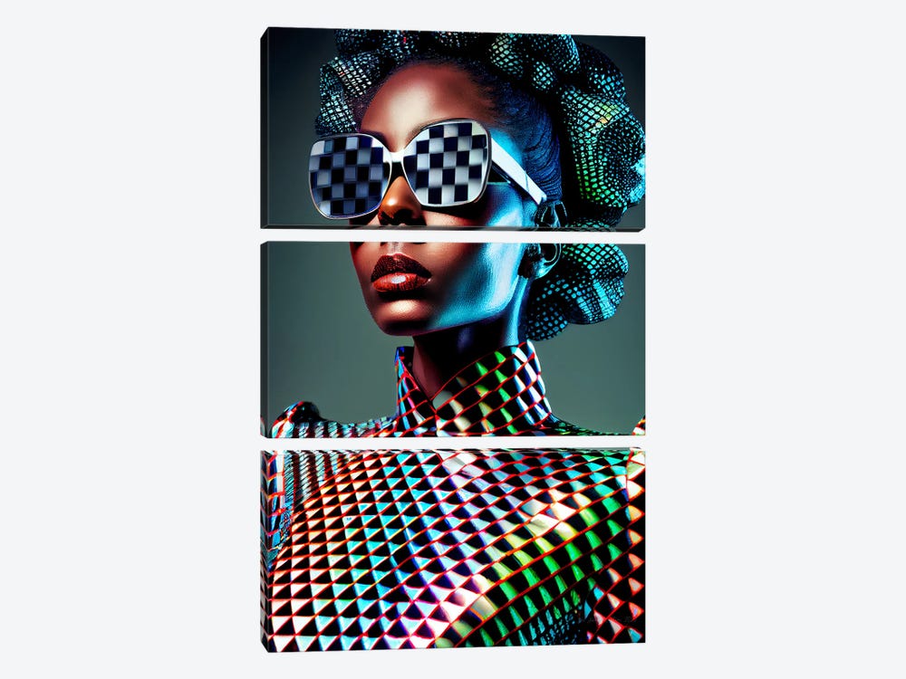 Afrofuturist African Pixel Fashion I by Digital Wild Art 3-piece Art Print