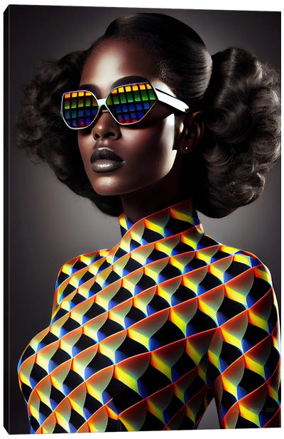 Afrofuturist African Pixel Fashion II Canvas Art Print - Afrofuturism