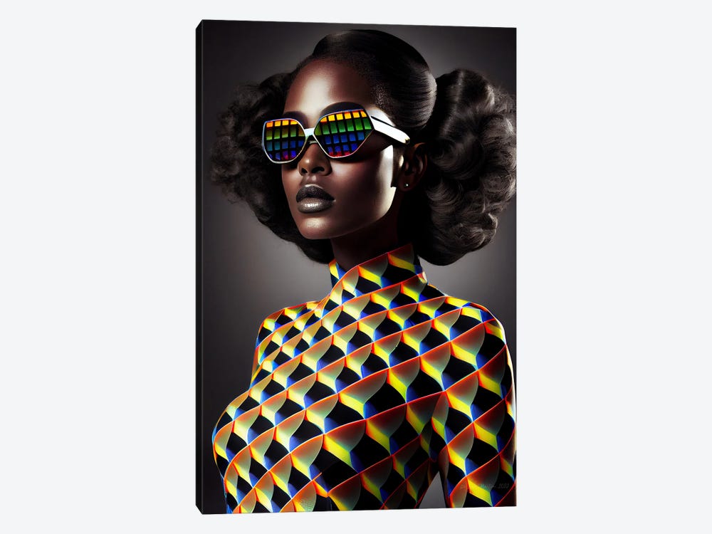Afrofuturist African Pixel Fashion II by Digital Wild Art 1-piece Canvas Wall Art