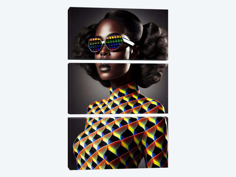 Afrofuturist African Pixel Fashion II by Digital Wild Art 3-piece Canvas Art