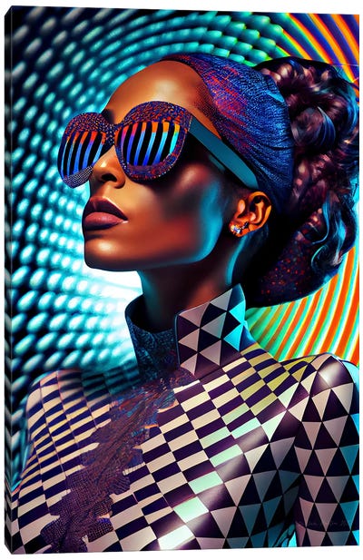 Afrofuturist African Pixel Fashion III Canvas Art Print - Afrofuturism