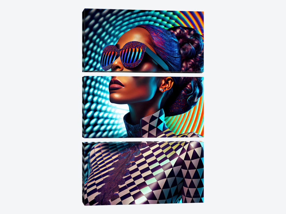 Afrofuturist African Pixel Fashion III by Digital Wild Art 3-piece Canvas Art Print