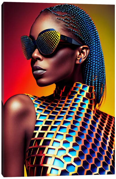 Afrofuturist African Pixel Fashion IV Canvas Art Print - Afrofuturism