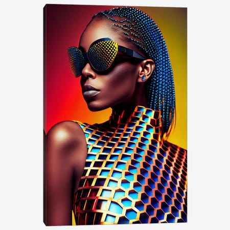 Afrofuturist African Pixel Fashion IV Canvas Print #DGW25} by Digital Wild Art Canvas Art