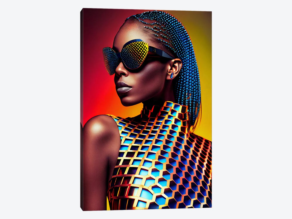 Afrofuturist African Pixel Fashion IV by Digital Wild Art 1-piece Canvas Artwork