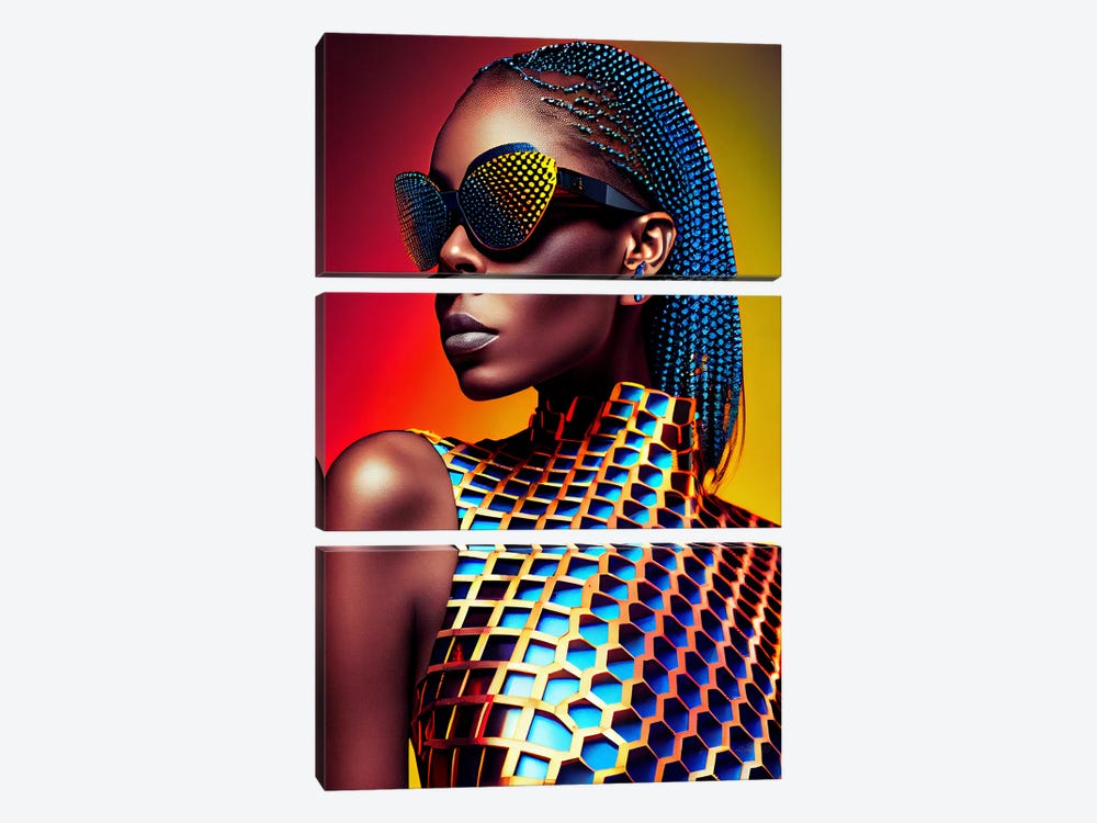 Afrofuturist African Pixel Fashion IV by Digital Wild Art 3-piece Canvas Art
