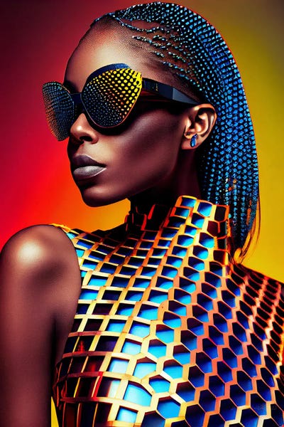 Afrofuturism: Afrofuturist African Pixel Fashion IV by Digital Wild Art