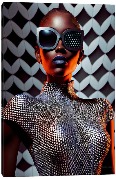 Afrofuturist African Pixel Fashion V Canvas Art Print - Afrofuturism