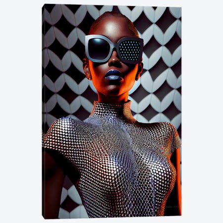 Afrofuturist African Pixel Fashion V Canvas Print #DGW26} by Digital Wild Art Canvas Wall Art