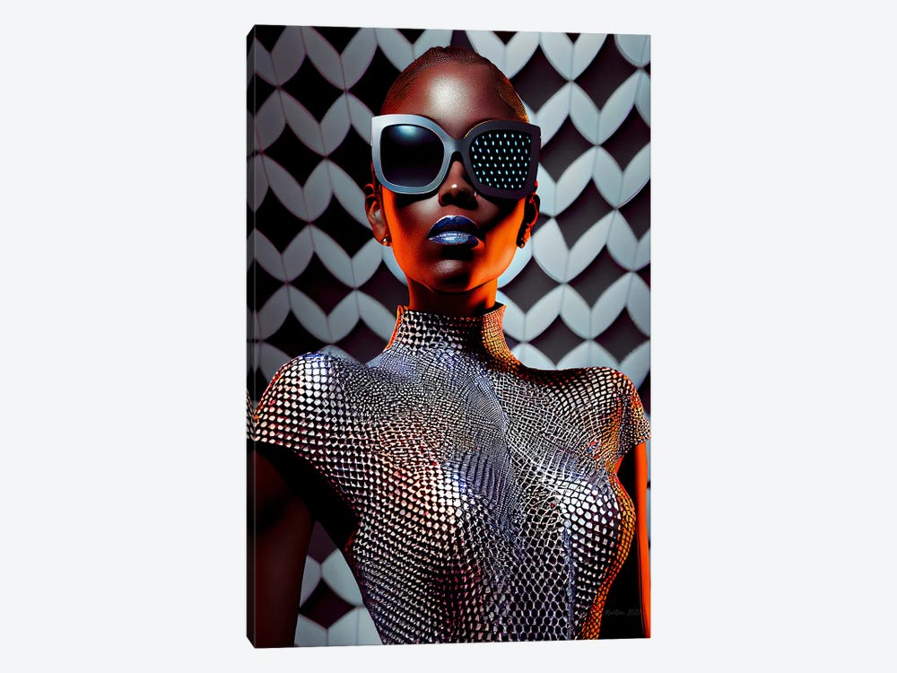 Afrofuturist African Pixel Fashion V by Digital Wild Art 1-piece Canvas Print