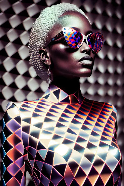Afrofuturist African Pixel Fashio - Canvas Wall Art | Digital Wild Art
