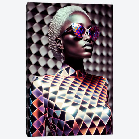 Afrofuturist African Pixel Fashion VI Canvas Print #DGW27} by Digital Wild Art Canvas Wall Art