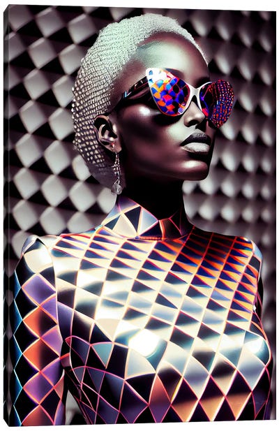 Afrofuturist African Pixel Fashion VI Canvas Art Print - Cyberpunk Art