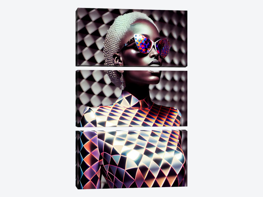 Afrofuturist African Pixel Fashion VI by Digital Wild Art 3-piece Canvas Wall Art
