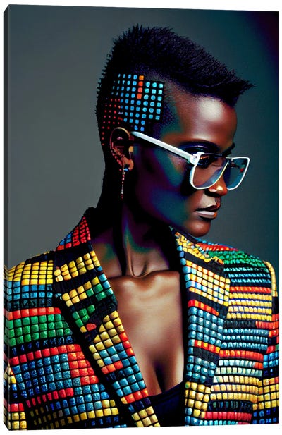 Afrofuturist African Pixel Fashion VII Canvas Art Print - Digital Wild Art