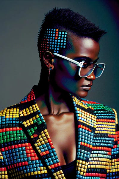 Afrofuturism: Afrofuturist African Pixel Fashion VII by Digital Wild Art