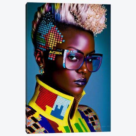 Afrofuturist African Pixel Fashion IX Canvas Print #DGW29} by Digital Wild Art Canvas Print
