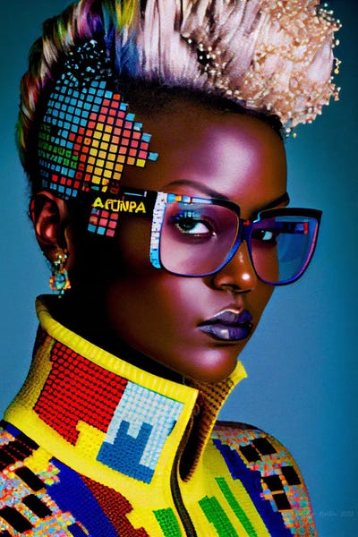 Otherworldly Opulence: Afrofuturist African Pixel Fashion IX by Digital Wild Art