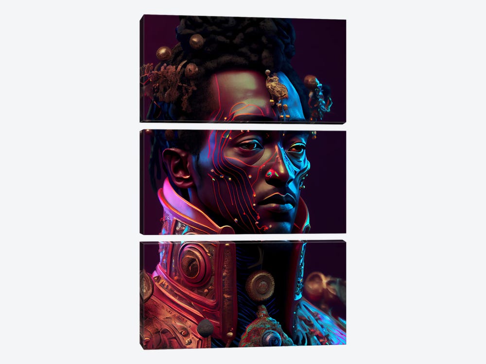 Afrofuturist African Royalty King I by Digital Wild Art 3-piece Canvas Art