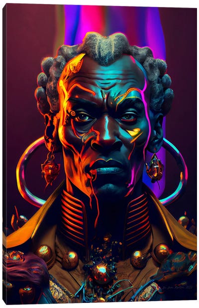 Afrofuturist African Royalty Man I Canvas Art Print - Digital Wild Art