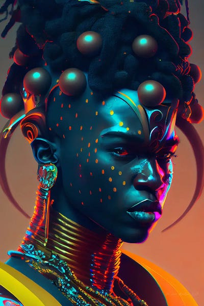 Otherworldly Opulence: Afrofuturist African Royalty Prince I by Digital Wild Art