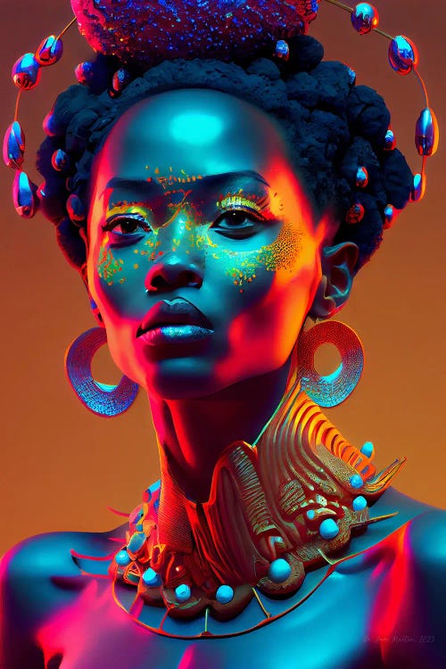 Afrofuturist African Royalty Queen I by Digital Wild Art wall art