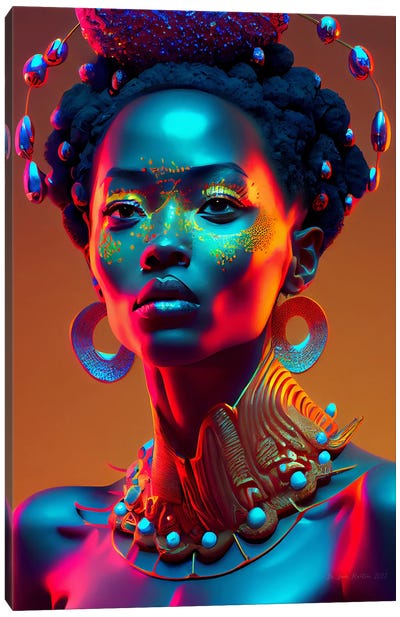 Afrofuturist African Royalty Queen I Canvas Art Print - Cyberpunk Art